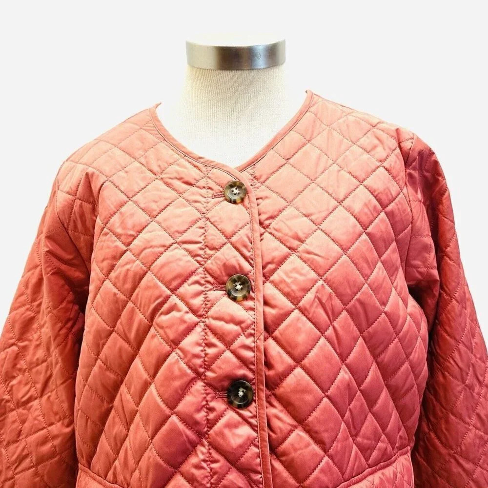 NWT CROFT & BARROW Women Button Down Quilted Orange Jacket Lightweight PXL - Picture 2 of 14
